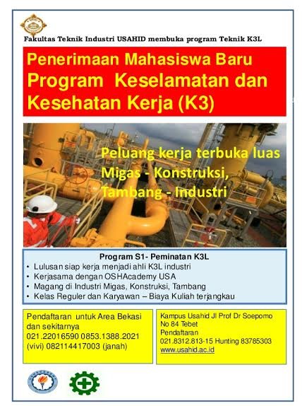 Fakultas Teknik Industri USAHID membuka program Teknik K3L